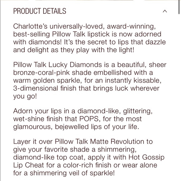 💎 Charlotte Tilbury PILLOW TALK DIAMONDS Lipstick - Picture 9 of 10
